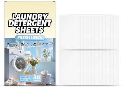 Lessive en feuilles Fresh Linen : Détachage puissant | Écologique UE | Compatible avec tous les lave-linge (30 feuilles)