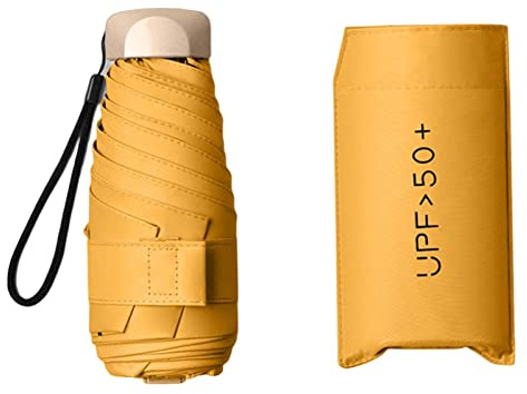 Perfeclan Travel Sunshade Compact Umbrella - Collapsible Small Sturdy Umbrella for Sun and Rain - Backpack Friendly