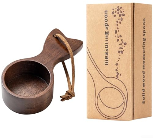 Measuring Spoon for Coffee Beans and Dry Ingredients Walnut Wood Small Fish Coffee Scoop with Comfortable Grip Handle and Hanging Strap (B)