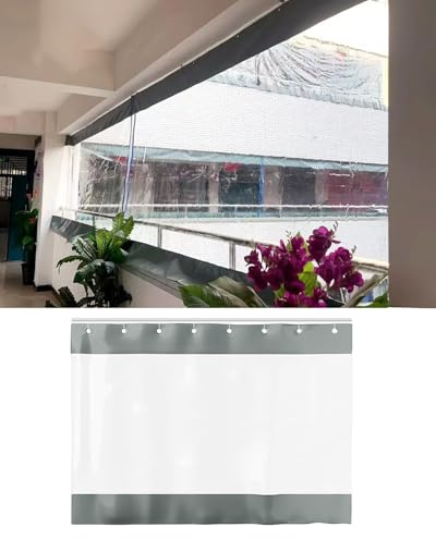 Outdoor Vorhang Wetterfest Transparent Wetterfeste Isolierende, Transparente Raumteilervorhänge, Garagenabtrennungsvorhänge Schiebeschiene, Vinyl-Wand Schiebemechanismus(W8xH3m/26x10ft)