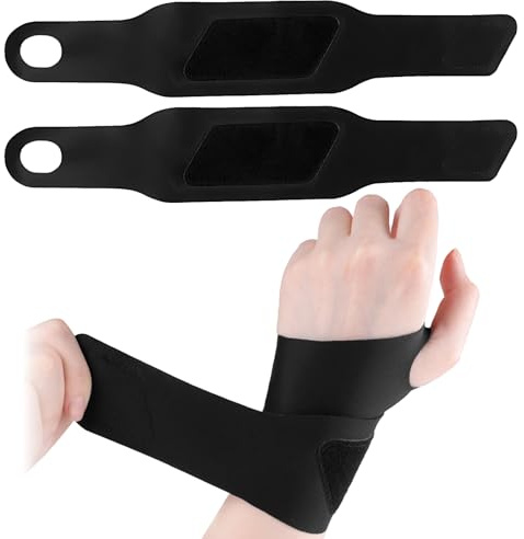 MENUY Muñequera de 2 unidades, ajustable, vendaje para la muñeca, vendaje para el entrenamiento diario en deportes y fitness (negro)