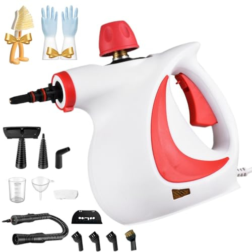 Nettoyeur Vaporisateur A Main, Nettoyeur Vapeur A Main, Steam Cleaner Avec Buse Vapeure Orientable à 360° Pour La Maison, La Voiture, Sols, CanapéS (Rouge)