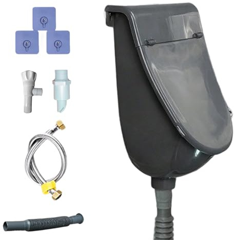 Urinoir portable sans perçage – 28 cm inodore avec couvercle, urinoirs de salle de bain en polypropylène pour hommes et garçons, tuyau de vidange rétractable, toilettes de camping, urinoirs muraux