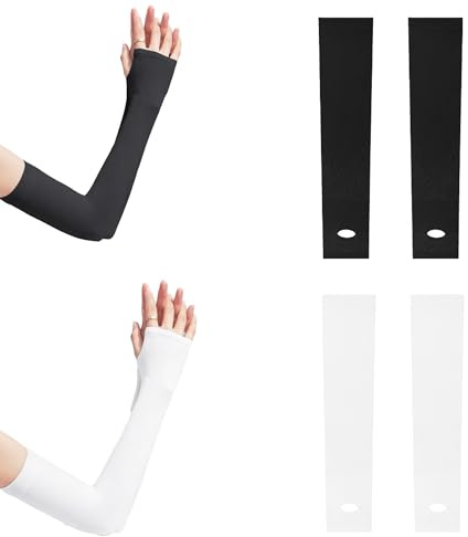 SEABABOO 2 pares de mangas para hombre y mujer, protección solar UV, mangas con orificio para el pulgar UPF 50+, para fútbol, baloncesto, voleibol, equitación, calentadores para pesca