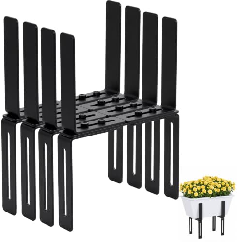 Aurinovellia Supporto Fioriera Balcone 2 Pezzi Forma H, Senza Foratura, Regolabile, per Ringhiera 1,5–32 cm e Fioriera 15–23 cm, Supporto in Metallo Resistente (Nero, 4)