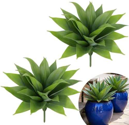 Fairblo 2 Agaves Artificiales Grandes 40 cm Suculentas sin Maceta