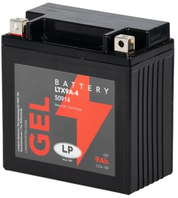 LANDPORT Batterie LTX9A-4 Gel 12V 10Ah kompatibel für Aprilia RS 125, SR 50, Cagiva Mito, Ducati Monster, Piaggio Fly, Hexagon, Liberty, SKR, TPH, YB9-B YB9-BS 50914 CB9-B GM9Z 12N9-4B-1