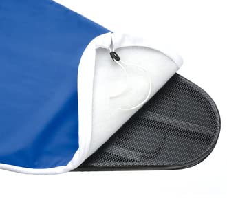 Mabi® 495 Profi-Aktiv-Bügelbrettbezug – 123x48 cm – Obermaterial Baumwolle – Eingenähter Mollton-Bügelfilz – Für Absaug- und Luftkissensysteme – Farbe Polti Blau