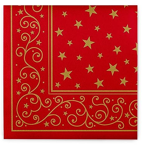Sovie HORECA Linclass® Airlaid Lot de 50 serviettes de Noël en rouge Aspect tissu festif et élégant 40 x 40 cm