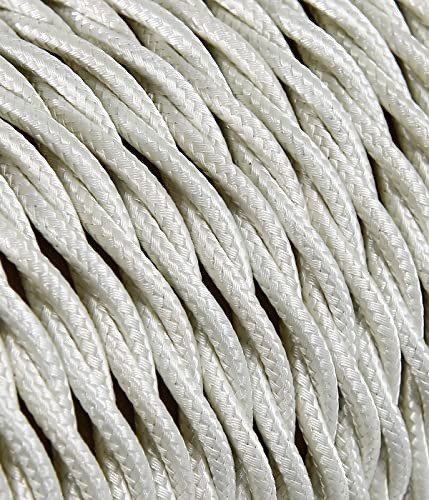 Cable eléctrico trenzado/trenzado revestido de tela, color marfil, sección 3 x 1,50 (50 metros)
