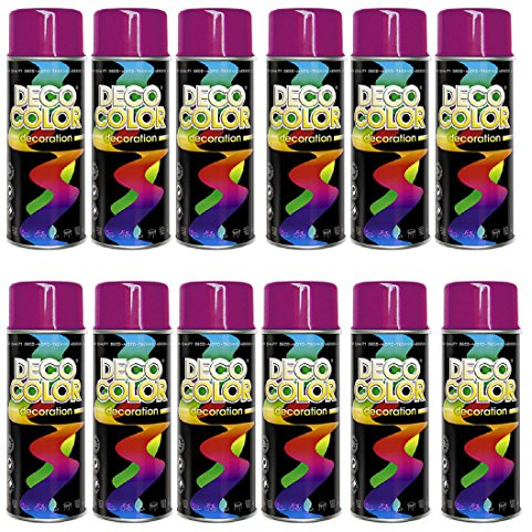 Deco Color 12er Sparpack (1 Karton) Lackspray glänzend 400ml verkehrspurpur glanz RAL 4006