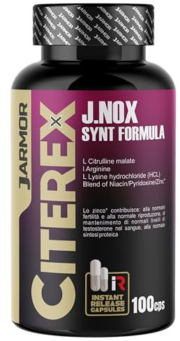 Citerex - Complément Alimentaire Pré-Workout, 100 Capsules | Soutien à l'Énergie, Circulation Sanguine, Endurance et Récupération Musculaire | L-Arginine, Citrulline, Vitamines B3 & B6