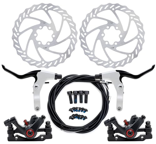 Yorbay Fahrrad Scheibenbremse Set, 160mm Scheiben und vorne hinten Bremse mit BB5 Bremsbeläge und Kabel (Schwarz) (Mehrweg)