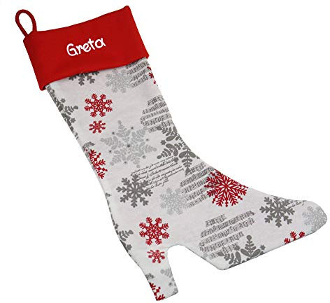 Mein Name Damenstiefel Personalisierter Nikolausstiefel - Adventsstiefel XXL, Weihnachtssocke mit Wunschbeschriftung (91_rot_flocke)