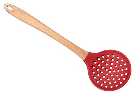 Schiumarola in Silicone Manico in Legno Mestoli Scanalati Cucchiaio per La Cucina di Casa Ristorante Utensili da Cucina Ristorante Strumenti di Cottura Fai da