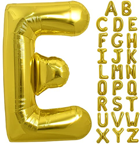 TONIFUL 40 Zoll Große Goldfarbene E Buchstabe Ballon, Jumbo Helium Folie Mylar Big Alphabet für Geburtstagsfeier, Jubiläum, Valentinstag Zubehör Dekorationen