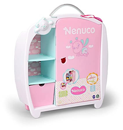 Nenuco - Armoire Nenuco, rose, pour ranger les vêtements de Nenuco, 35 cm et 42 cm, comprend 2 cintres et 1 tiroir pour garçons et filles à partir de +2 ans, célèbre (NFN28000)