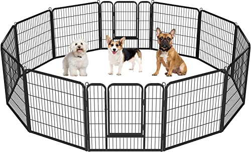 Yaheetech Parc pour Chien 12Panneaux Chenil Enclos en Métal 80 x 80 cm Noir