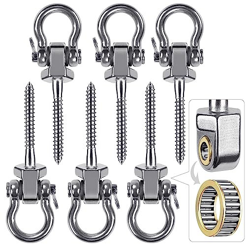 BeneLabel 6er Schaukelhaken Lager,127mm Hängematte Befestigung Holzbalken Schwerlast Hängesessel Aufhängung Edelstahl Drehbar Yoga Boxsack Deckenhalterung ösenhaken zum Schrauben, Bis 816kg