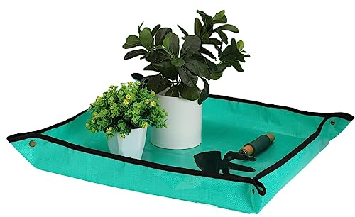 Owl Focus Umtopfmatte für Zimmerpflanzen und Unordnung, 80 x 100,3 cm, PE-Blumentablettdoppelfunktion für Sukkulenten und Bonsai-Pflanzen