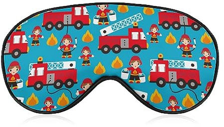 Feuerwehrmann Feuerwehrauto Schlafmaske für Männer, Frauen, Teenager, Kinder, Nachtschlaf, Augenschatten, Komfort, für Reisen, Yoga, Nickerchen