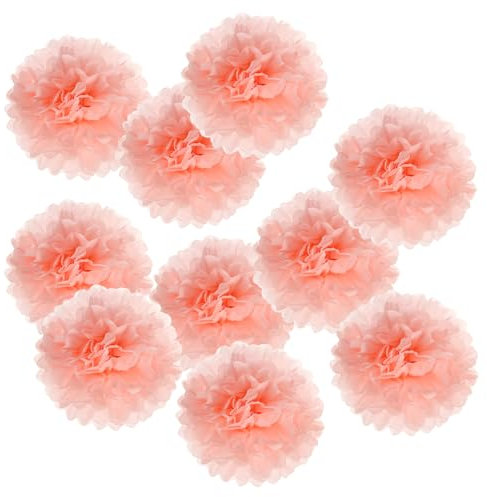 PATIKIL 6 Fazzoletto Pom Poms Fiori, 10pz Carta Fiore Palla per Matrimonio Sposa Doccia Compleanno Addio Nubilato Festa Sfondo Decorazione, Luce Arancione