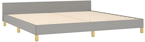 Tino Tech Letto imbottito per camera da letto, Letto King Size, Telaio con testiera, Grigio Chiaro, 200 x 200 cm