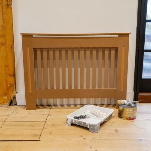 Airwave Radiator Cover Vertical Line Style Unpainted MDF Radiator Heating Cover (Medium)