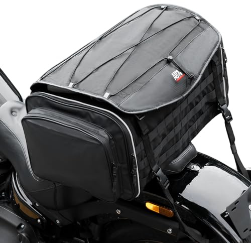 KEMIMOTO Motorcycle Travel Luggage Bags, Expandable Large Capacity Motorcycle Tail Bag, Waterproof Rear Rack Trunk, Motor Pannier Bag with Rain Cover and Straps 50L