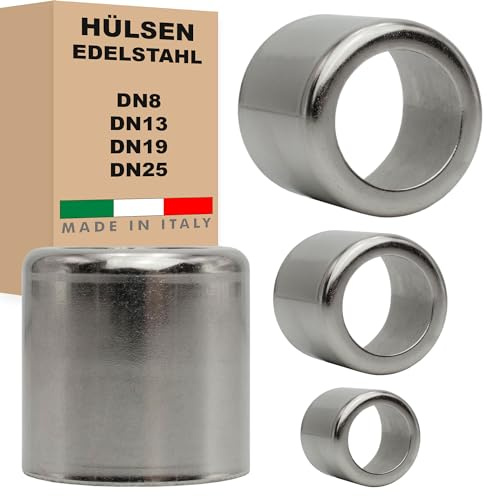 Schlauchhülsen Edelstahl Hülsen DN8 DN13 DN19 DN25 Presshülsen Hydraulik für Niederdruckschläuche Flexschläuche (Für DN8-50 Stück)