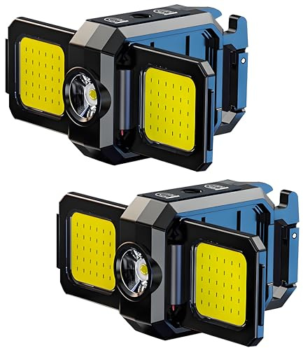 MVIOCS Lot de 2 lampes de poche porte-clés rechargeables, 800 lumens, compactes et portables, mini lampes de travail COB LED avec batterie intégrée, idéales pour l'extérieur, le transport quotidien et