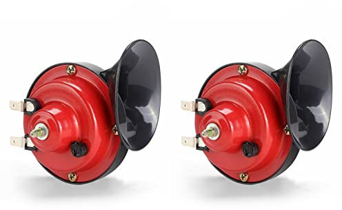 Akozon Clacson Elettrico a Lumaca 2V, Doppio Tono Alto e Basso 300dB Fischio per Auto Impermeabile Corno per Lumaca Moto Modificata (red)