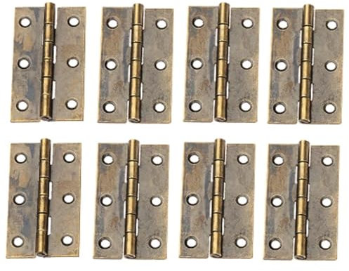 8 Stück Retro-Schrank-Schubladen-Tür-Scharnier-Möbelbeschläge mit Schrauben, antike Bronze, dekorative Scharniere for Schmuckschatulle, 50 x 28 mm
