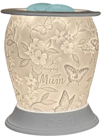 Cello Porcelain Barrel Electric Wax Melt Burner – Amazing Mum Design with 3D Projection Home Bedroom Decor Fragrance Oil Warmer Mother’s Day Birthday Gift from Daughter or Son