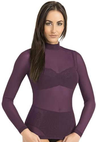 Teyli Damtröja höst stickad tröja damer med nättröja damer elegant damtröja hösttröja damer polotröja, violett, XS