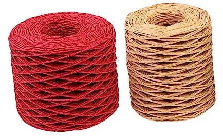 STOBOK 2rollen Umweltfreundliche Raffia-papierkordel Und Hellkaffee Für Bastelprojekte Und Weihnachtsdekoration