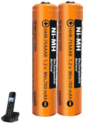 HHR-75AAAB Batterie Ricaricabili AAA 700mah 1,2v per Cordless Gigaset, NI-MH Pile Ricaricabili AAA 700 mah per Panosonic Telefoni Cordless - confezione da 2