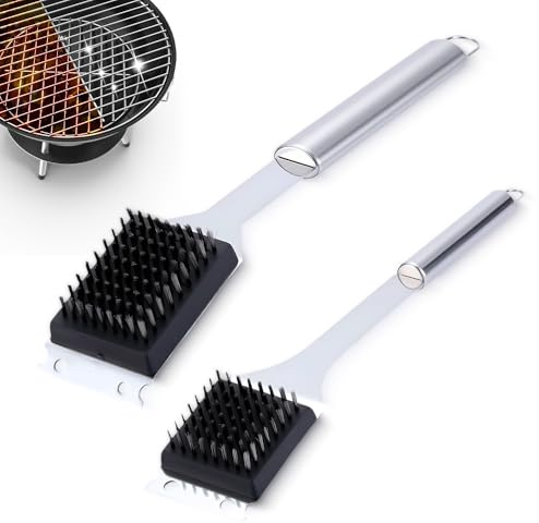 Edelstahl Grillbürste Profi Reinigungsbürste - Drahtbürste für Gas, Holzkohle, Elektro, Infrarot mit Gussrost - 2 Stück Cleaning Brush Zubehör