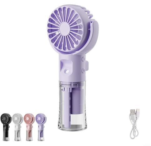 Ventilateur Brumisateur Portable, Mini Ventilateur Portable, Brumisateur Rechargeable Brouillard D'Eau Usb, Ventilateur Silencieux,4 Vitesses Ventilation,Humidification,Pour Sport, Voyages, Camping
