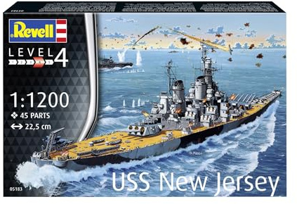Revell 75183 Starter Kit Battleship USS New Jersey 1:1200 Scale Unbuilt Plastic Model Kit with Accessories