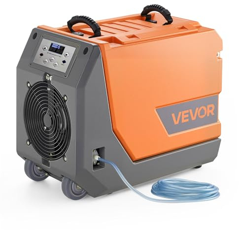 VEVOR 180 Pints Commercial Dehumidifier with Pump/Drain Hoses, Portable Crawl Space Dehumidifiers for Basement Storage Room Industrial Grade, Auto Defrost, Heavy-duty LLDPE,Foldable Handle