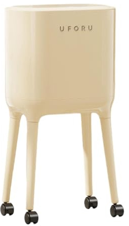DimyFew Papelera Presionar Cubo de Basura Contenedor con Ruedas Alta Capacidad Compartimento Doble Diseño Funcional Material PP Adecuado para Cocina Estudio H, Beige