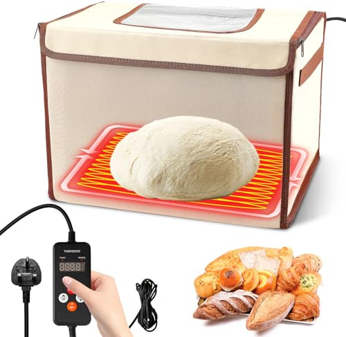 Bread Dough Proofing Box with Heater, Electric Dough Proofer with NTC Sensor Temperature & Timer Control, Reusable Bread Proofing Baskets for Making Sourdough, Pizza, Yogurt, Handmade Soap, Natto