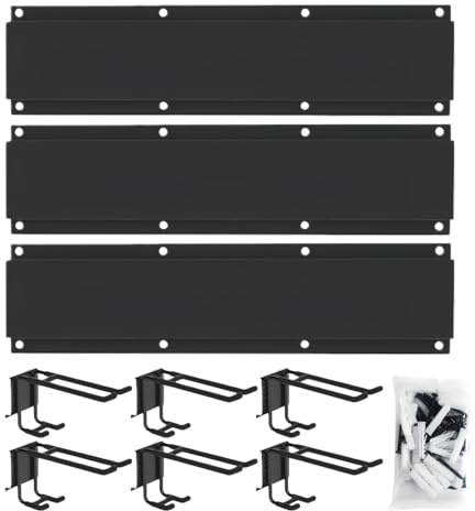 Storage Hooks for the Garage - Multifunctional Shelf, Space-Saving, 6 Pieces, Garage Wall , Storage Rack, For Workshop, Shed, Bicycle Ladder, Garden Tools, Broom Snowboard, Electric