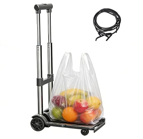 Carretilla De Mano Plegable,Capacidad 100 Kg Ruedas Portátiles Transportador Rodante | Carretilla De Mano Plegable Con Altura Ajustable | para Uso en Garaje, Transporte, Compras, Supermercado, Viaje y
