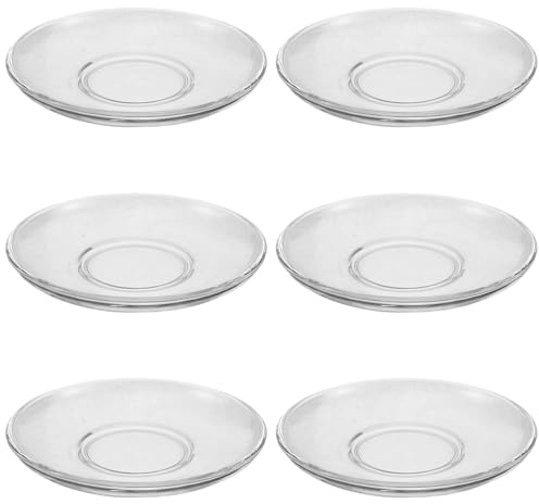 Kichvoe Lot de 6 Assiettes à Collation en Verre Transparent, Compatibles Lave-vaisselle et Micro-ondes, Design Élégant pour Snacks, Fruits et Soucoupes à Thé