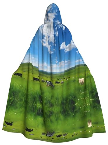 MROWYC Elegante capa con capucha con estampado de vaca lechera – fiesta de vacaciones/carnaval disfraz de cosplay