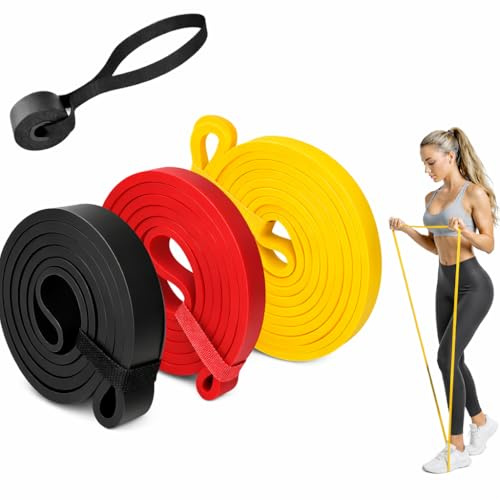 Set 3 Bande Elastiche Fitness con Ancora Porta, Elastici Allenamento Resistenza Bassa Media Alta, Bande Elastiche Palestra Casa per Glutei Braccia Gambe, Elastico Fitness Uomo Donna