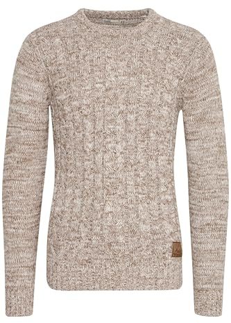 !Solid SDPhilemon Herren Pullover Strickpullover Grobstrick Pullover mit Zopfstrick Rundhalsausschnitt 100% Baumwolle Regular fit, Größe:L, Farbe:Dune (5409)