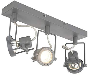 Qazqa Verstellbarer Deckenstrahler, Deckenspot - Suplux - Dunkelgrau, max. 10W, Geeignet für LED, 36cm, 3-flammig, Ideal als Wohnzimmerlampe, Küche lampe und